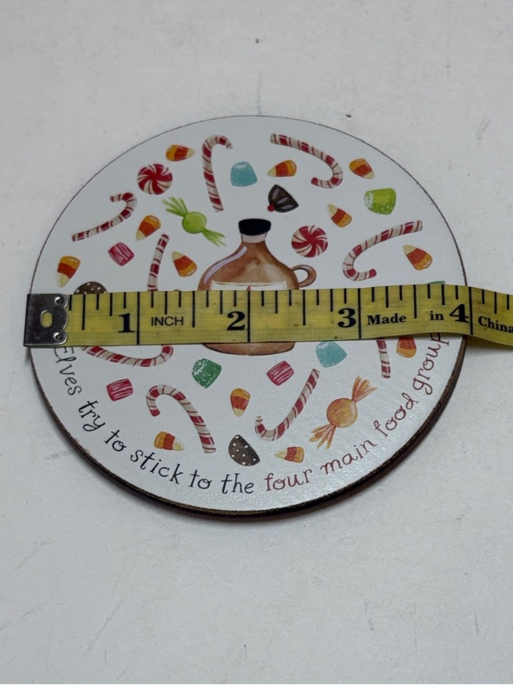 Pottery Barn Holiday Elf Coaster Set - White with Red, Green, Orange Accents - Picture 9 of 9